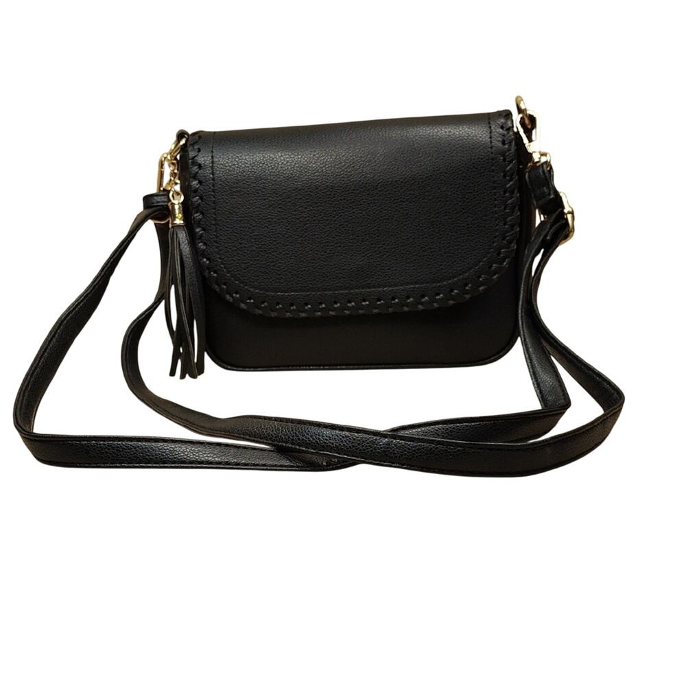 NWOT Crossbody Bag Women’s Black Faux Leather Fringe Cute Casual Purse